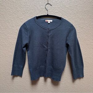 Active Blue Cropped Cardigan Sweater Knit Long Sleeve | size large
